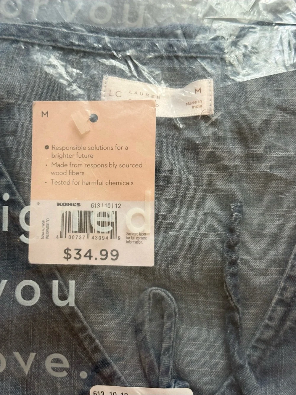 Lauren Conrad Chambray Blue Tie-Neck Chambray Blouse NWT various sizes - Picture 6 of 10